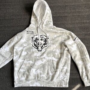 Nike Men's White/Gray Digital Camo Crewneck Hoodie with Chicago Bears Logo